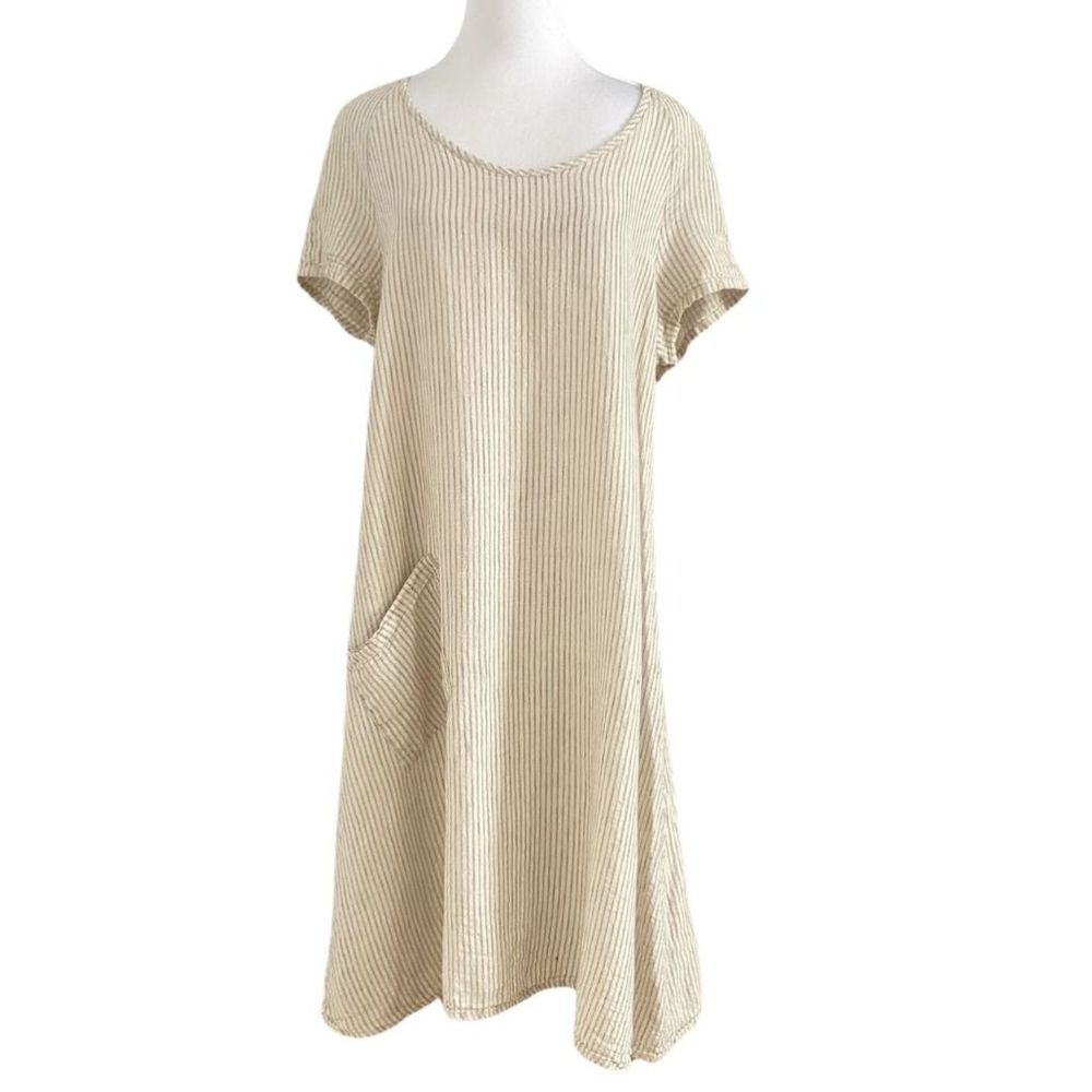 Flax Cream Striped Dress
